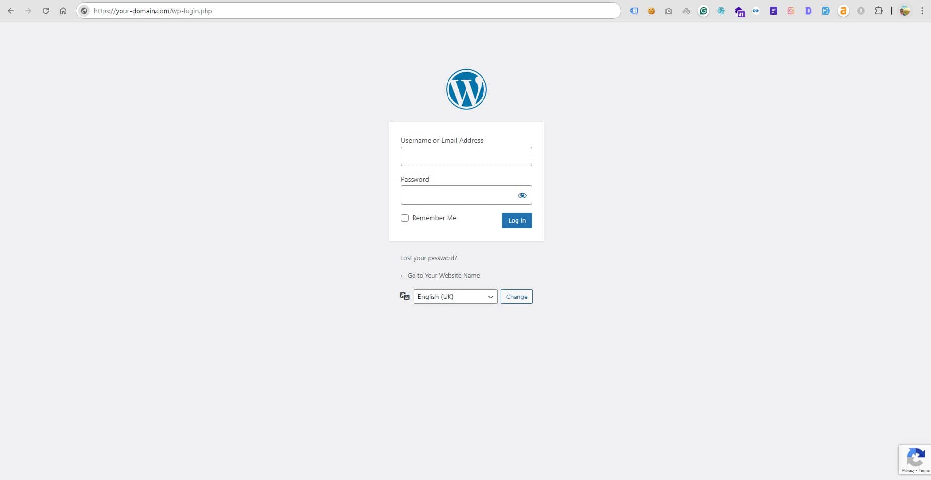 WordPress Login Form Screen